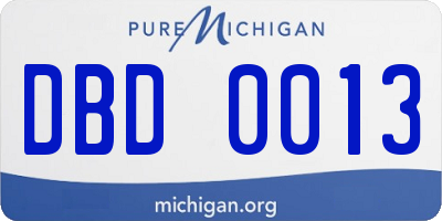 MI license plate DBD0013
