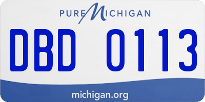 MI license plate DBD0113