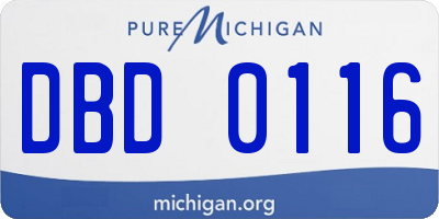 MI license plate DBD0116