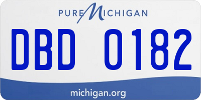 MI license plate DBD0182