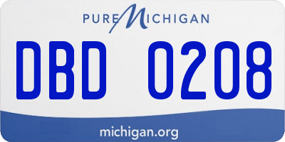 MI license plate DBD0208