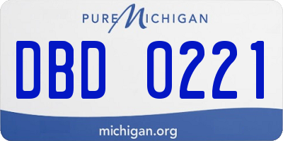 MI license plate DBD0221