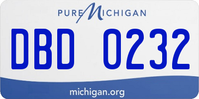 MI license plate DBD0232