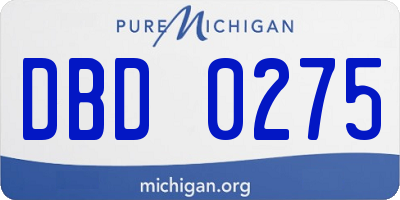 MI license plate DBD0275