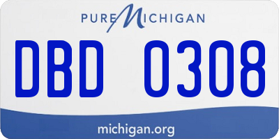 MI license plate DBD0308