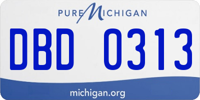 MI license plate DBD0313