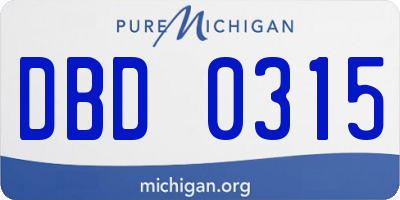 MI license plate DBD0315
