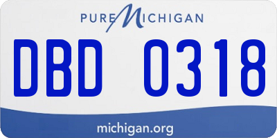 MI license plate DBD0318