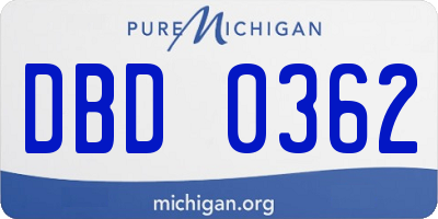 MI license plate DBD0362