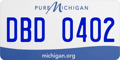 MI license plate DBD0402