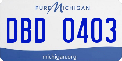 MI license plate DBD0403