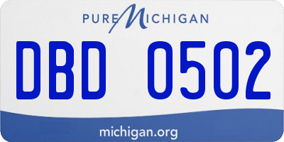 MI license plate DBD0502