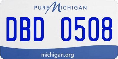 MI license plate DBD0508