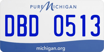 MI license plate DBD0513