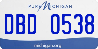 MI license plate DBD0538
