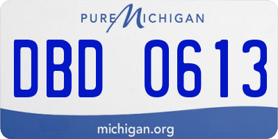 MI license plate DBD0613