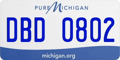 MI license plate DBD0802