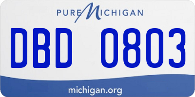 MI license plate DBD0803