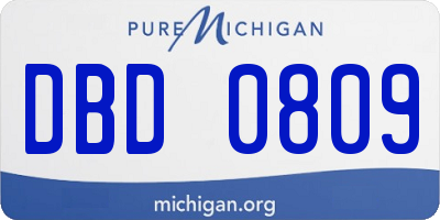 MI license plate DBD0809