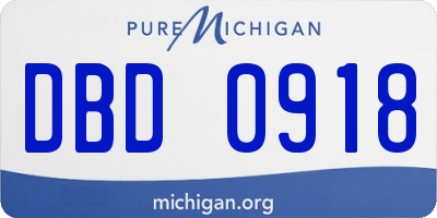 MI license plate DBD0918