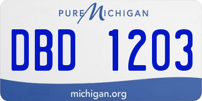 MI license plate DBD1203