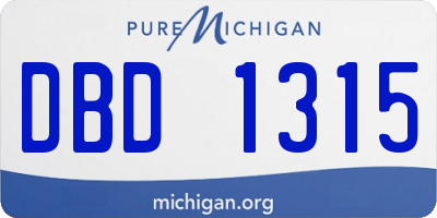 MI license plate DBD1315
