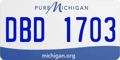 MI license plate DBD1703