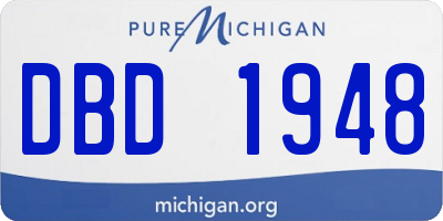 MI license plate DBD1948