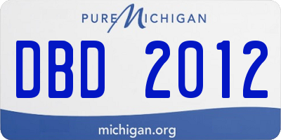 MI license plate DBD2012
