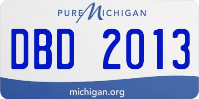 MI license plate DBD2013