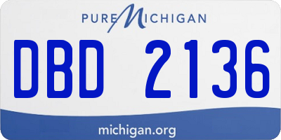 MI license plate DBD2136