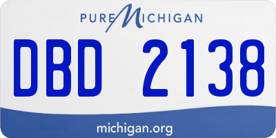 MI license plate DBD2138