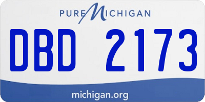 MI license plate DBD2173