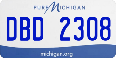 MI license plate DBD2308
