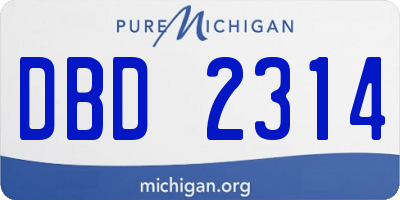 MI license plate DBD2314