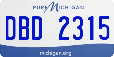 MI license plate DBD2315