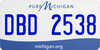 MI license plate DBD2538