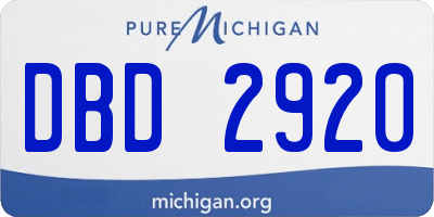 MI license plate DBD2920