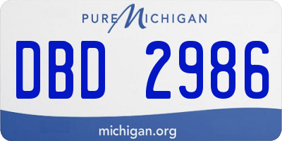 MI license plate DBD2986