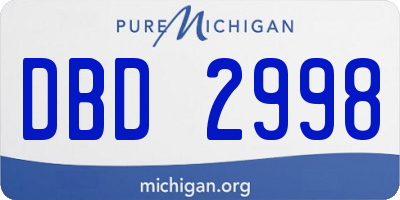 MI license plate DBD2998