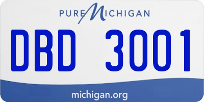 MI license plate DBD3001