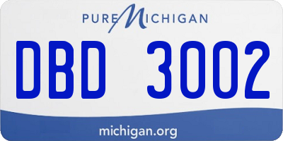 MI license plate DBD3002