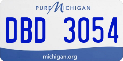 MI license plate DBD3054