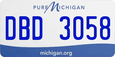 MI license plate DBD3058