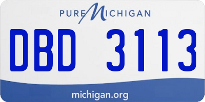 MI license plate DBD3113