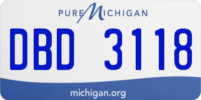 MI license plate DBD3118