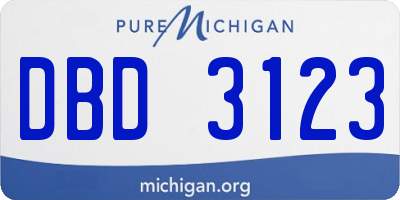 MI license plate DBD3123