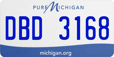 MI license plate DBD3168