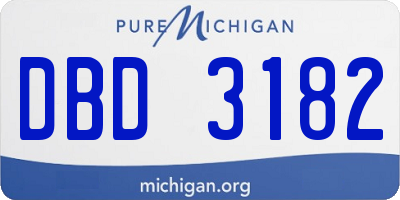 MI license plate DBD3182
