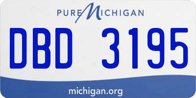 MI license plate DBD3195